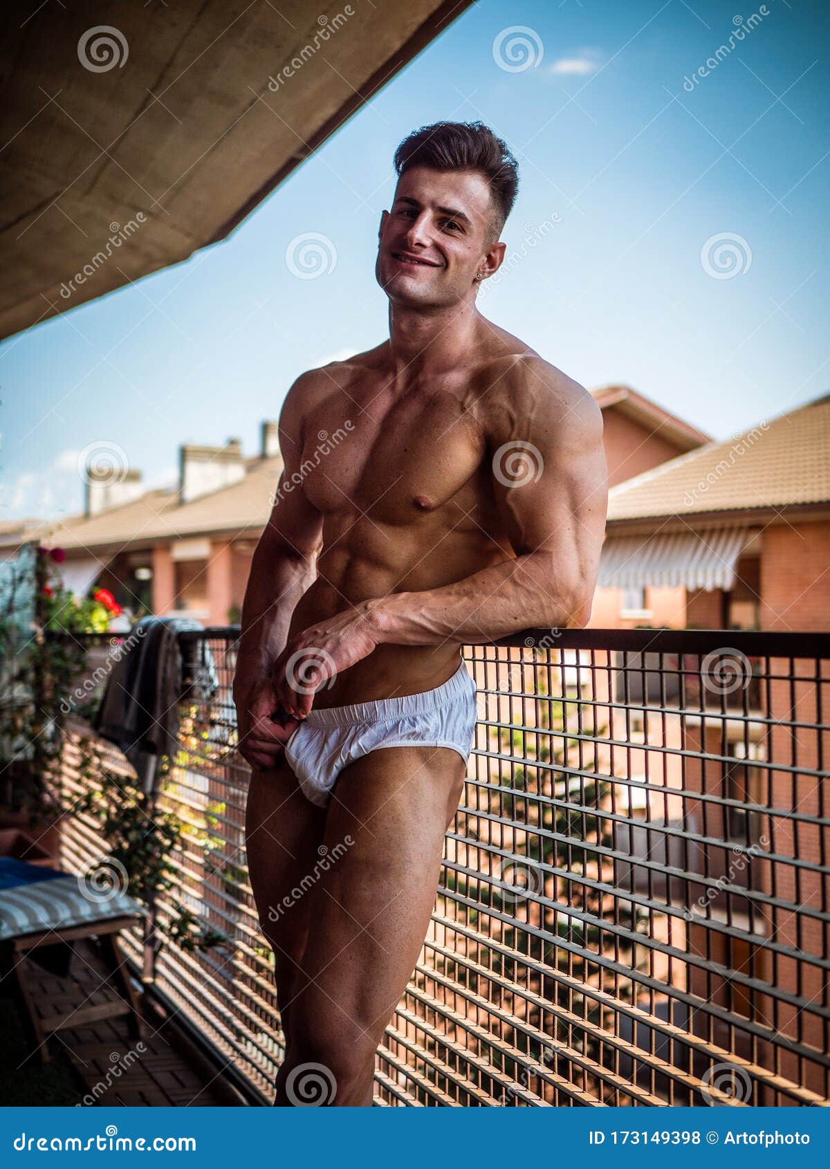 Handsome Shirtless Naked Bearded Young Man Stock Photo 