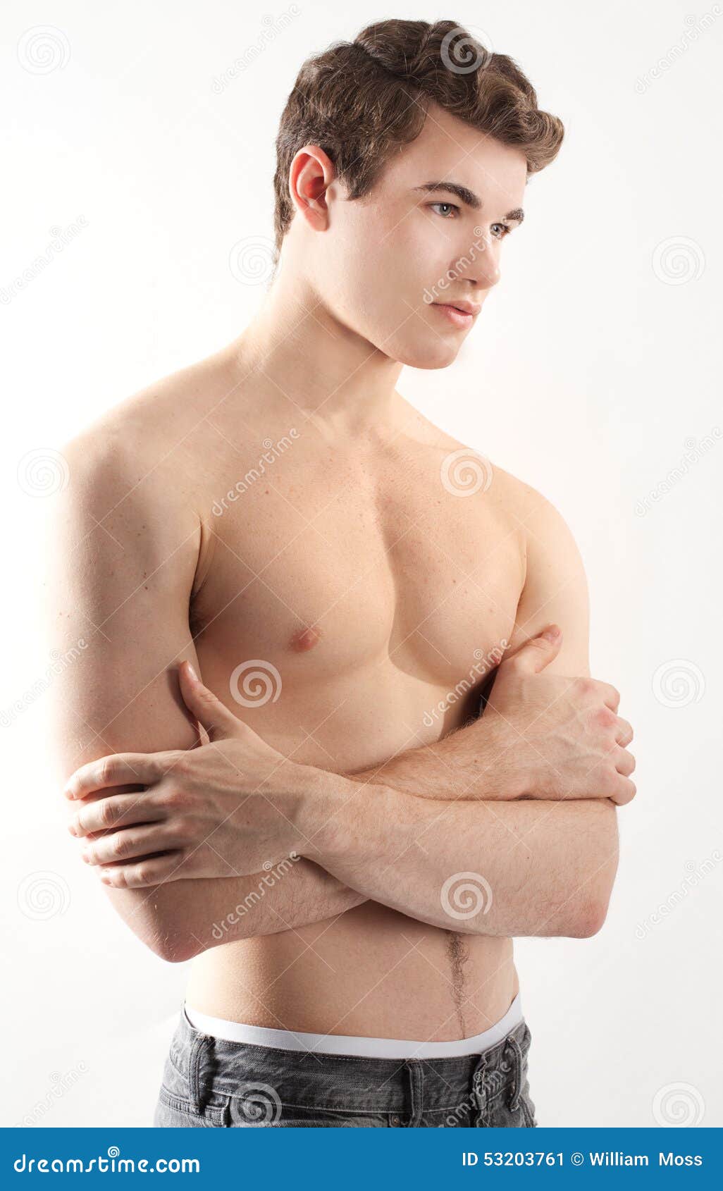 handsome shirtless young man