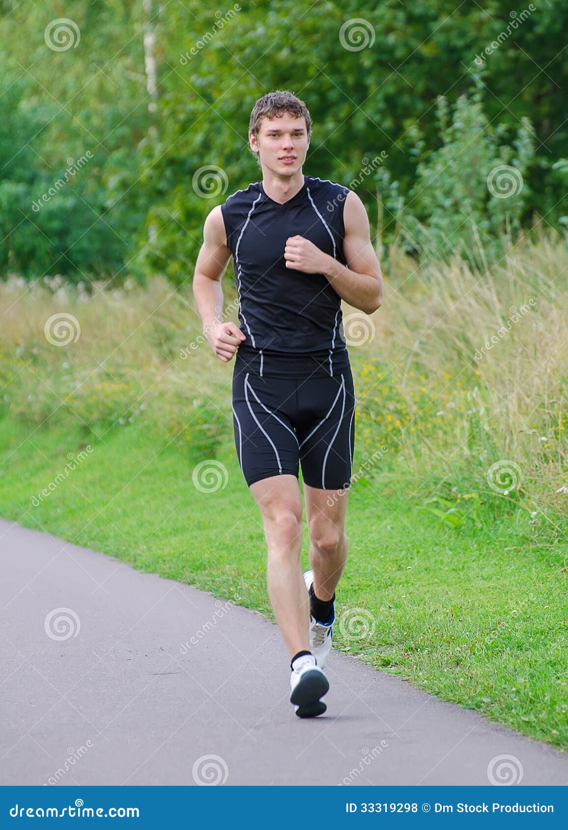 Handsome sportsman running stock photo. Image of exercising 33319298