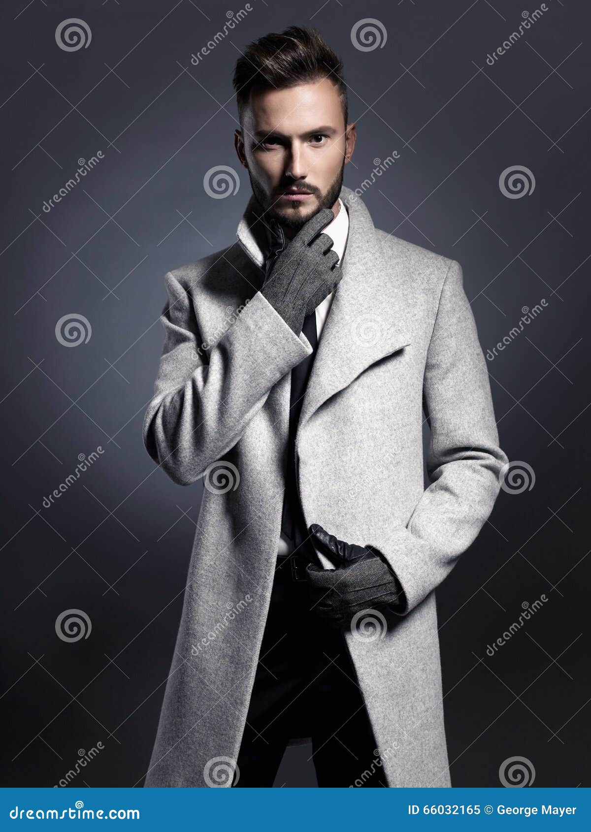 Handsome Stylish Man in Autumn Coat Stock Image - Image of macho, black ...