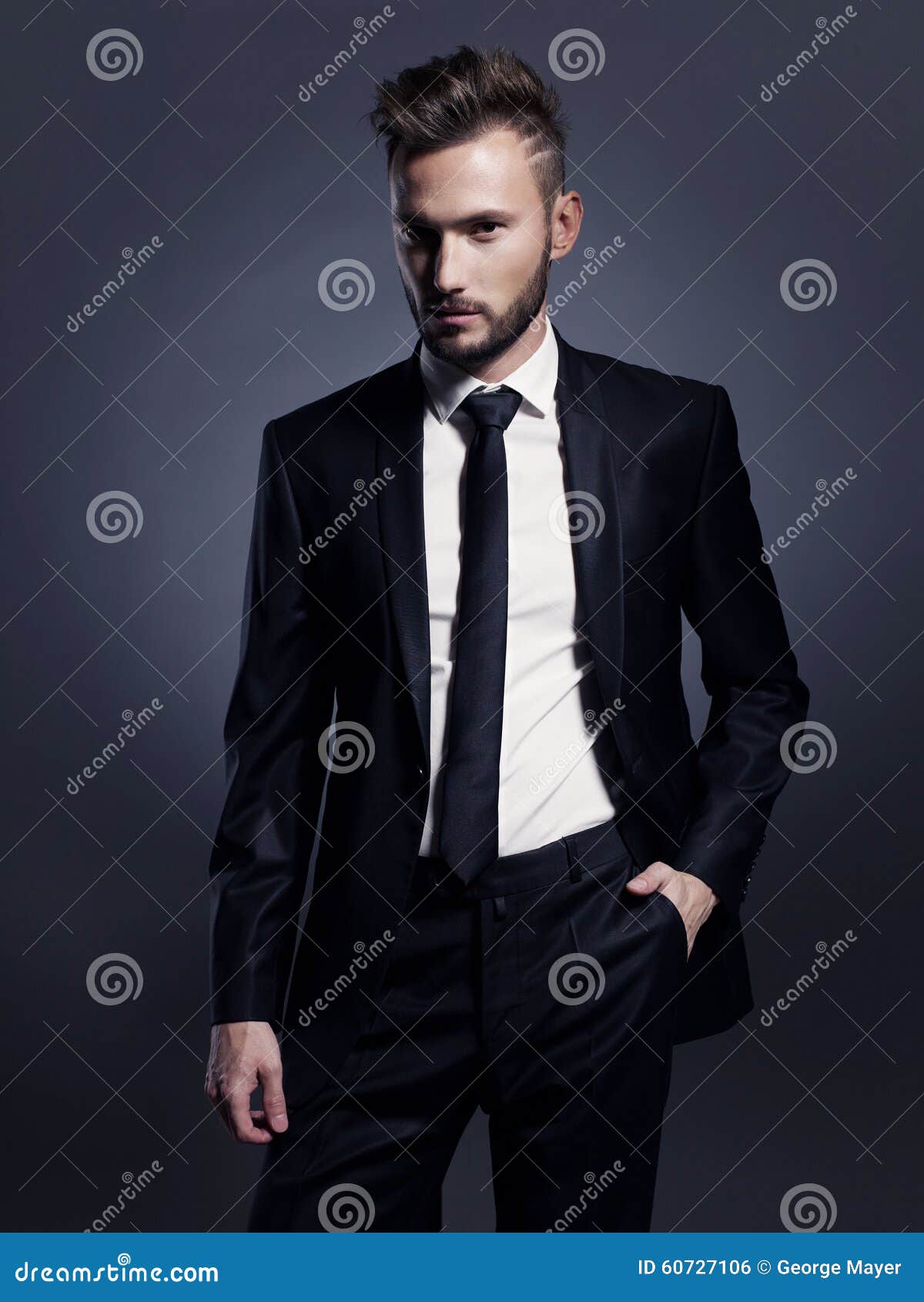 Handsome Stylish Man in Black Suit Stock Photo - Image of evening ...