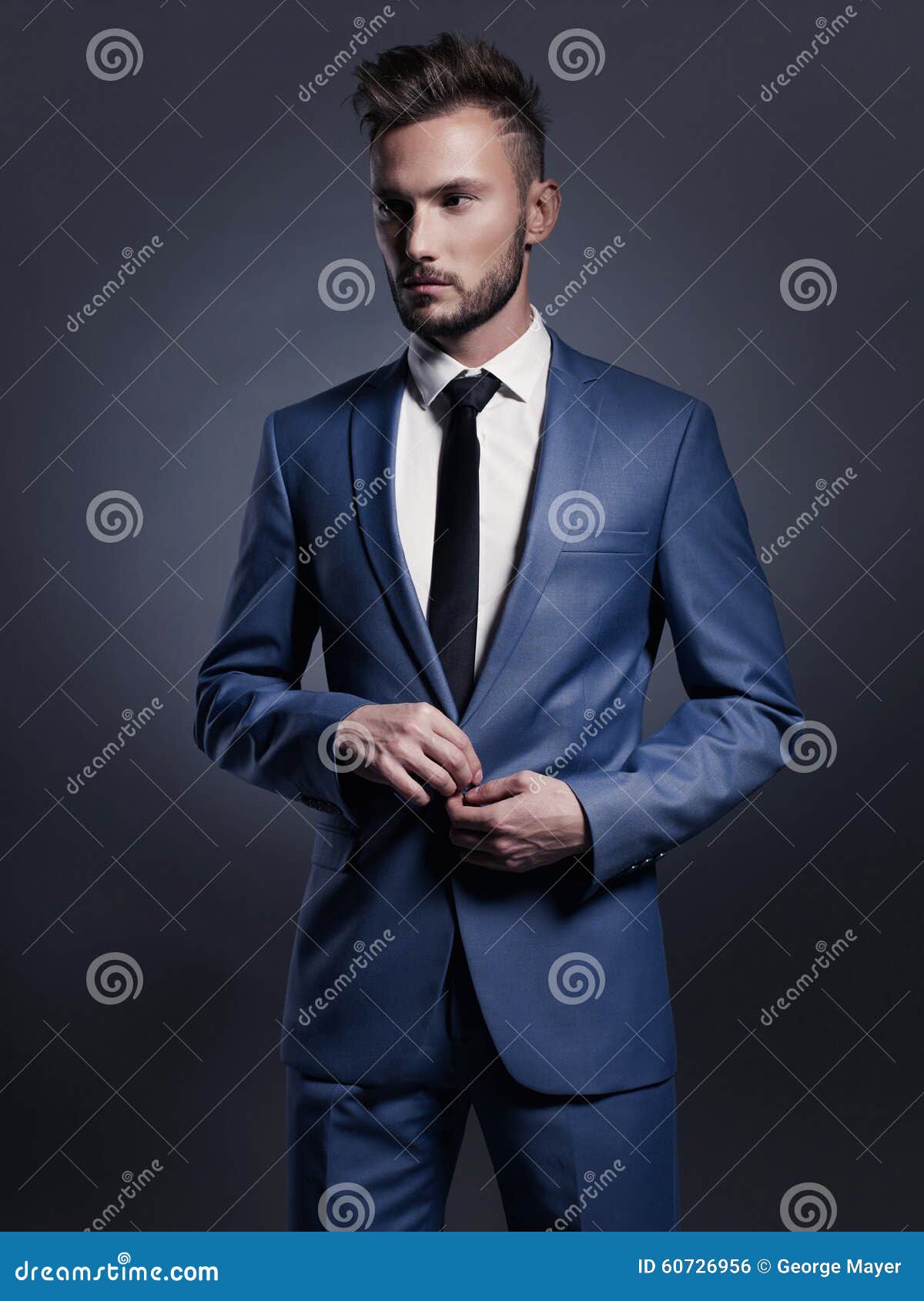 Handsome Stylish Man in Blue Suit Stock Photo - Image of caucasian ...