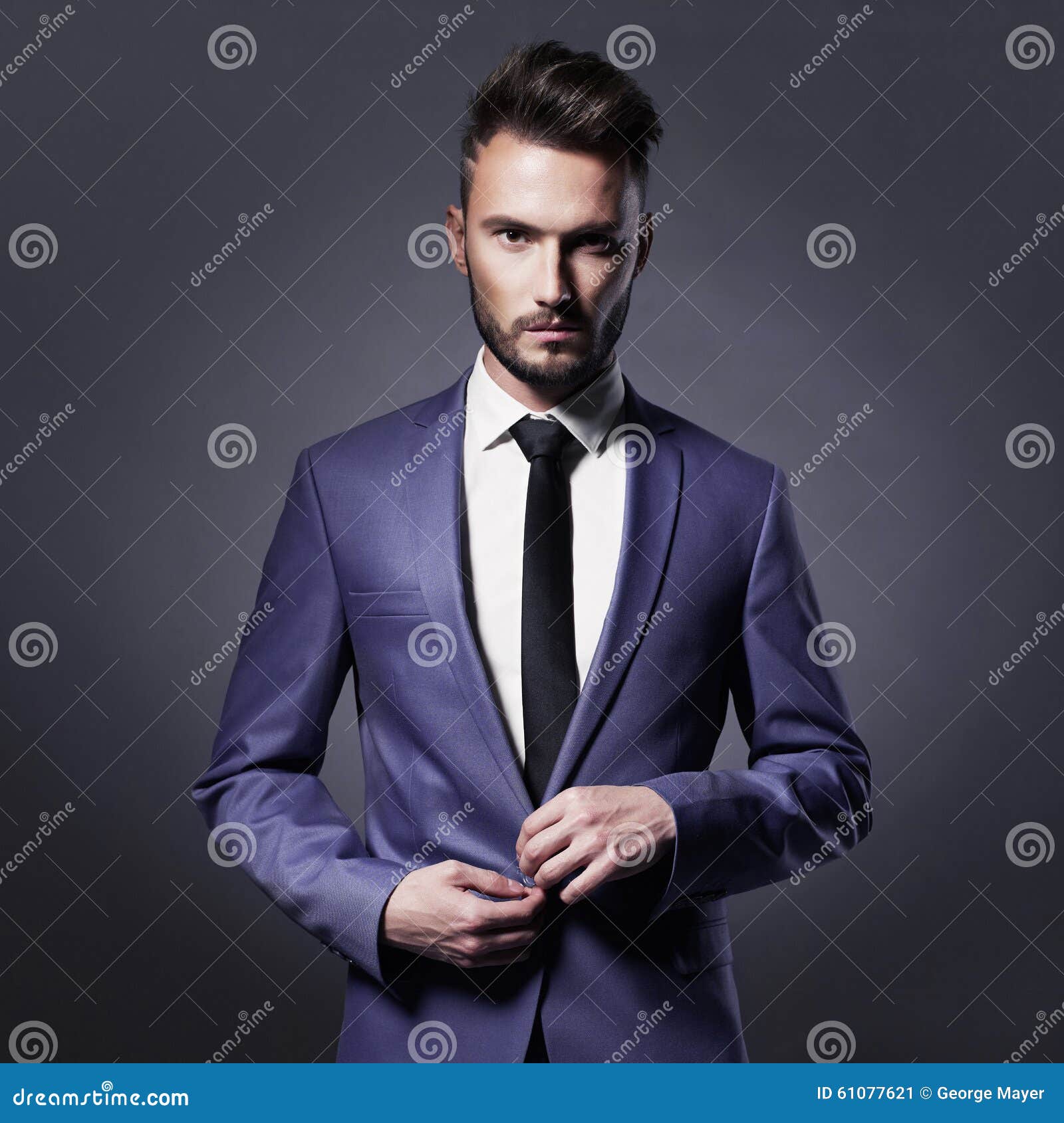 Handsome Stylish Man in Blue Suit Stock Image - Image of confidence ...