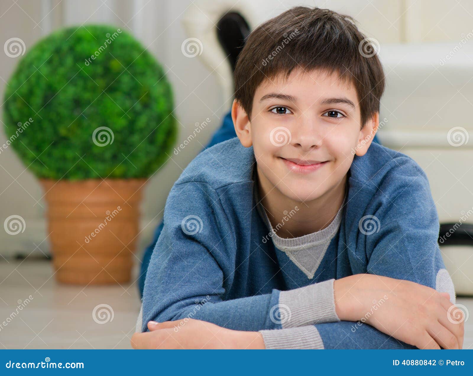 Handsome Teen Boy Lying On Floor Stock Photo Image 40880842