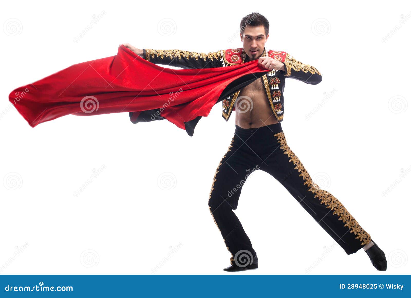 Handsome Toreador In Black Costume With Red Cloth Stock Image Image