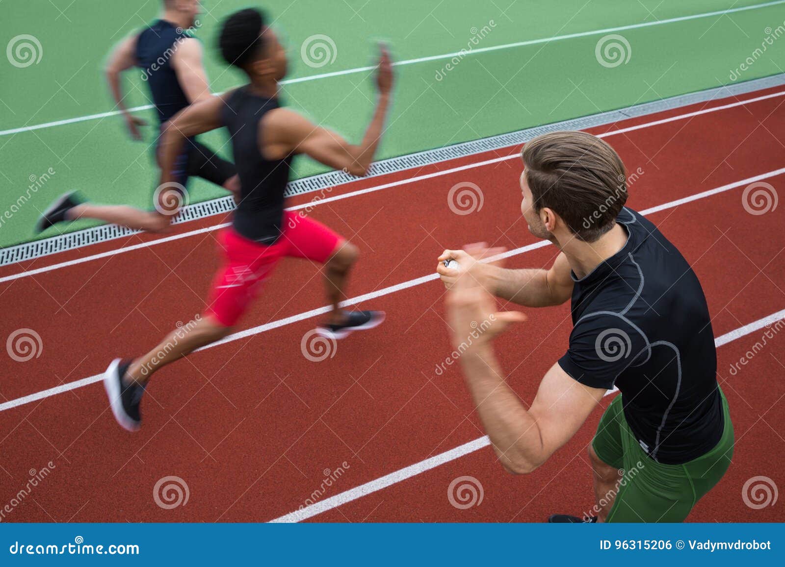 Handsome Trainer Screaming Near Young Multiethnic Athlete Group Stock ...