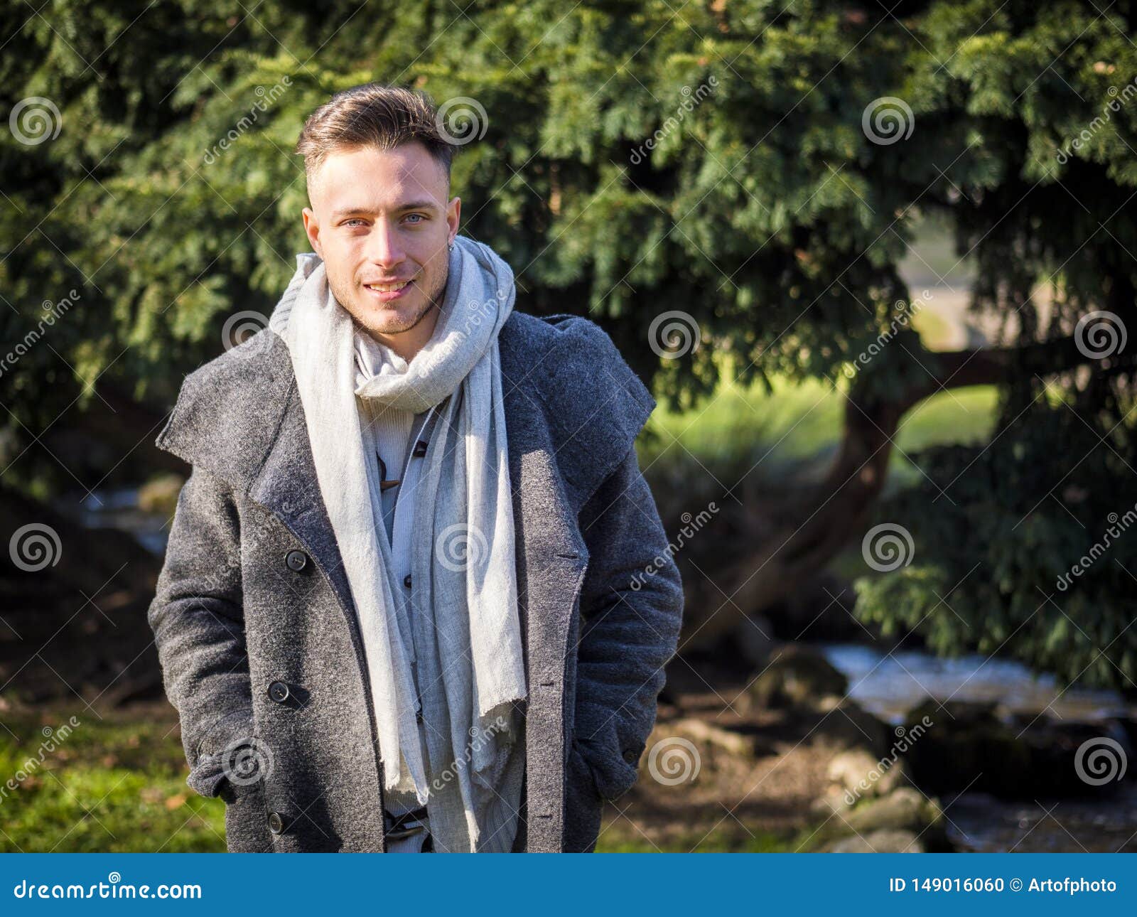 Handsome Trendy Young Man, Walking in City Park Stock Photo - Image of ...