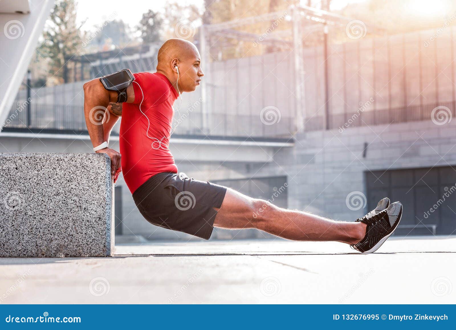 Handsome Well Built Man Developing His Strength Stock Image Image of