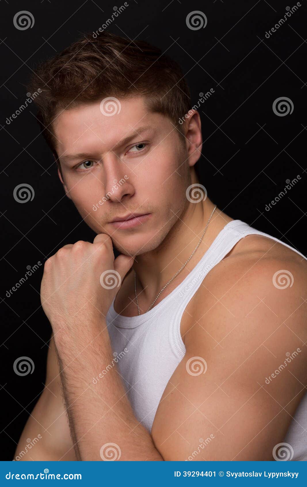 Handsome in White Undershirt Stock Image - Image of caucasian, singlet ...