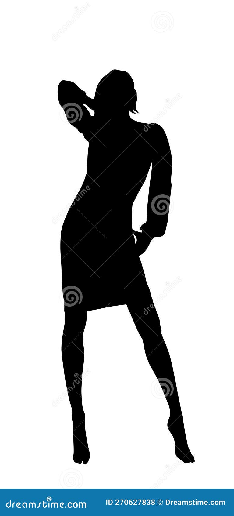 handsome woman fashion pose  silhouette   on white background.