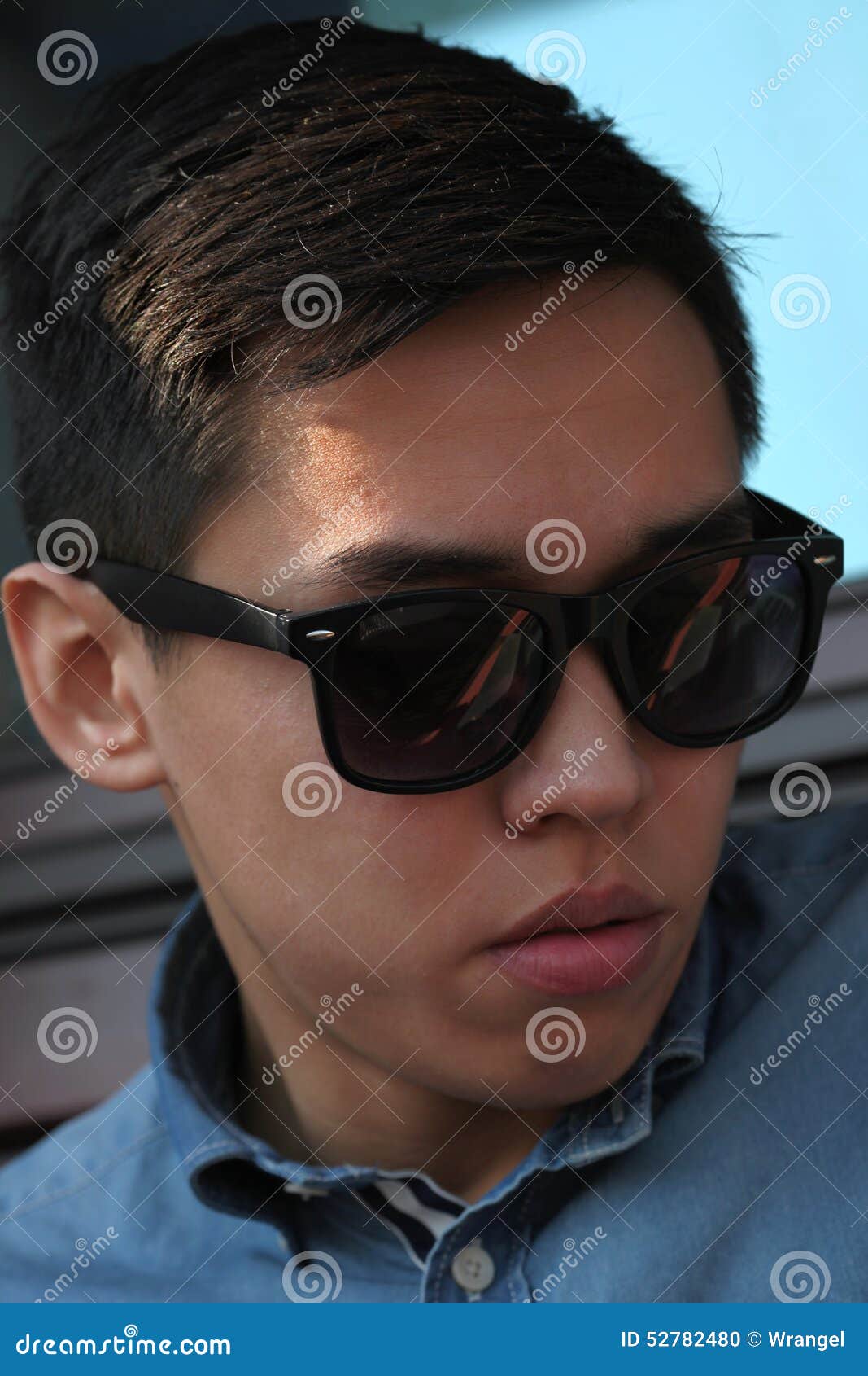 Handsome Young Asian Man in Sunglasses Stock Photo Image of downward