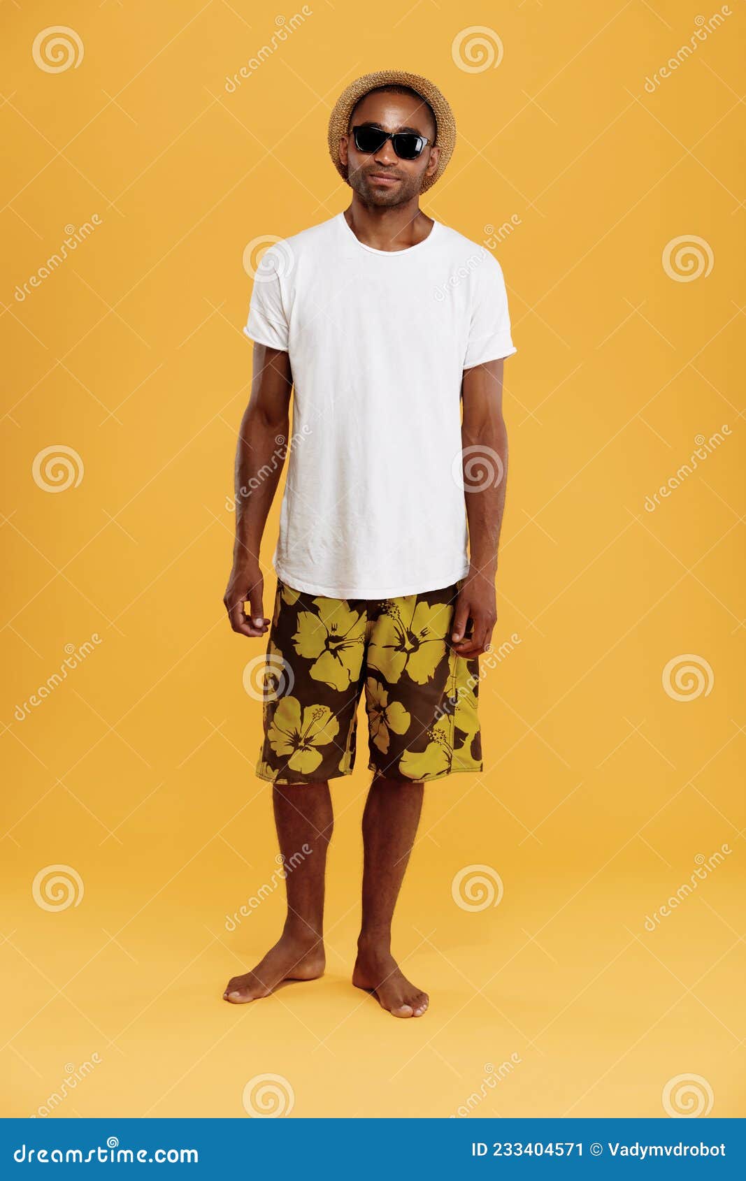 Handsome Young Black Man Wear Beach Clothes Stock Image - Image of ...