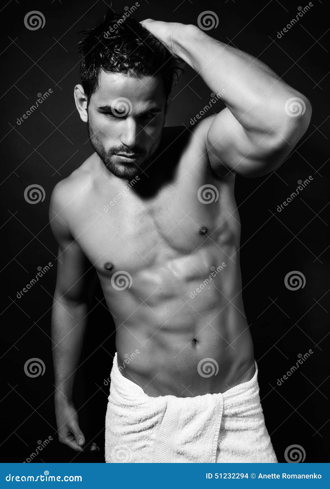 Handsome Young Bodybuilder Showing of His Fit Body Stock Photo Image