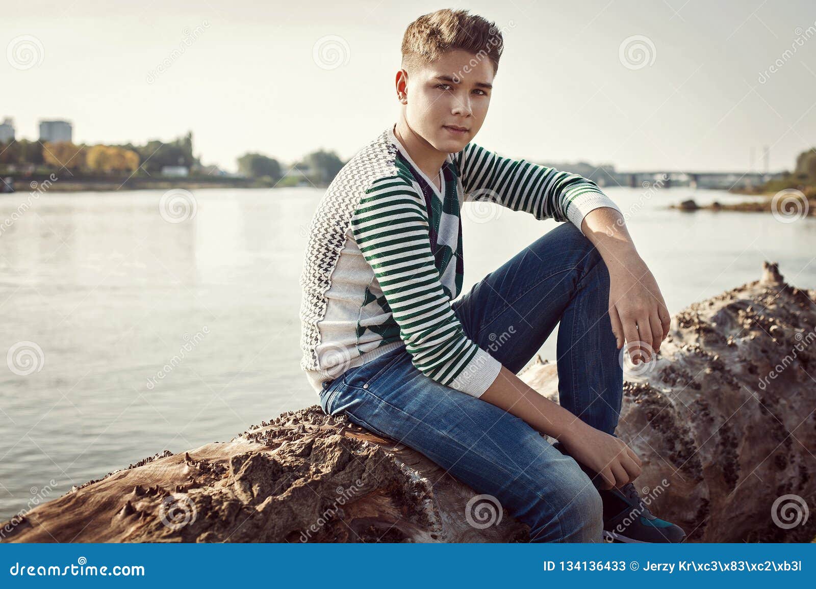 Handsome Young Boy Looking at Camera Stock Image - Image of outdoor ...