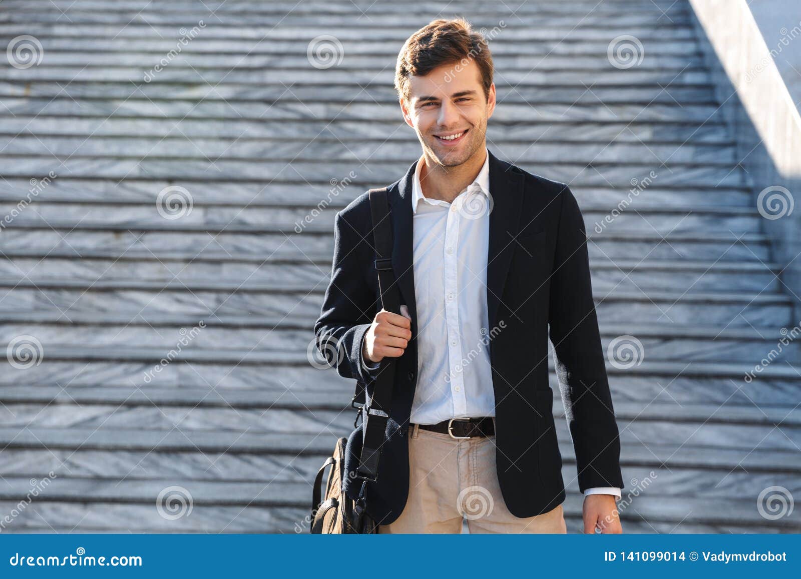 Handsome Young Business Man Carrying Bag Stock Photo Image of walk