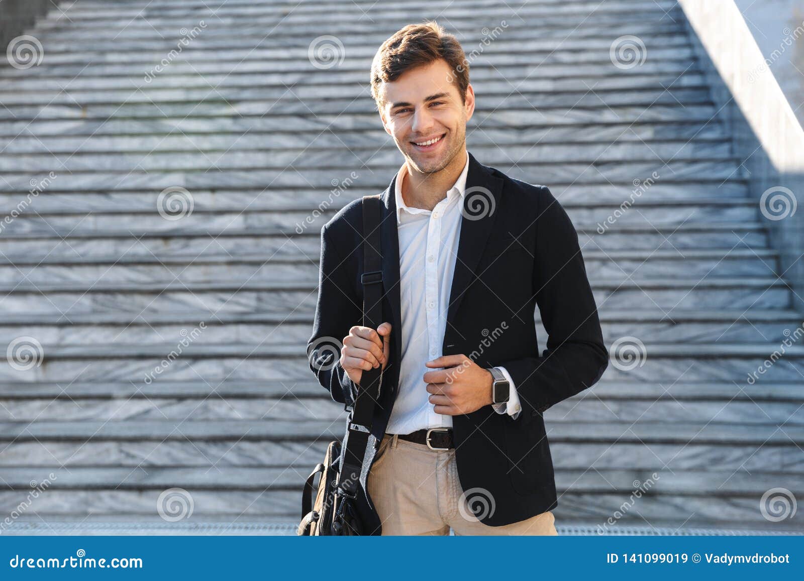 Handsome Young Business Man Carrying Bag Stock Image Image of