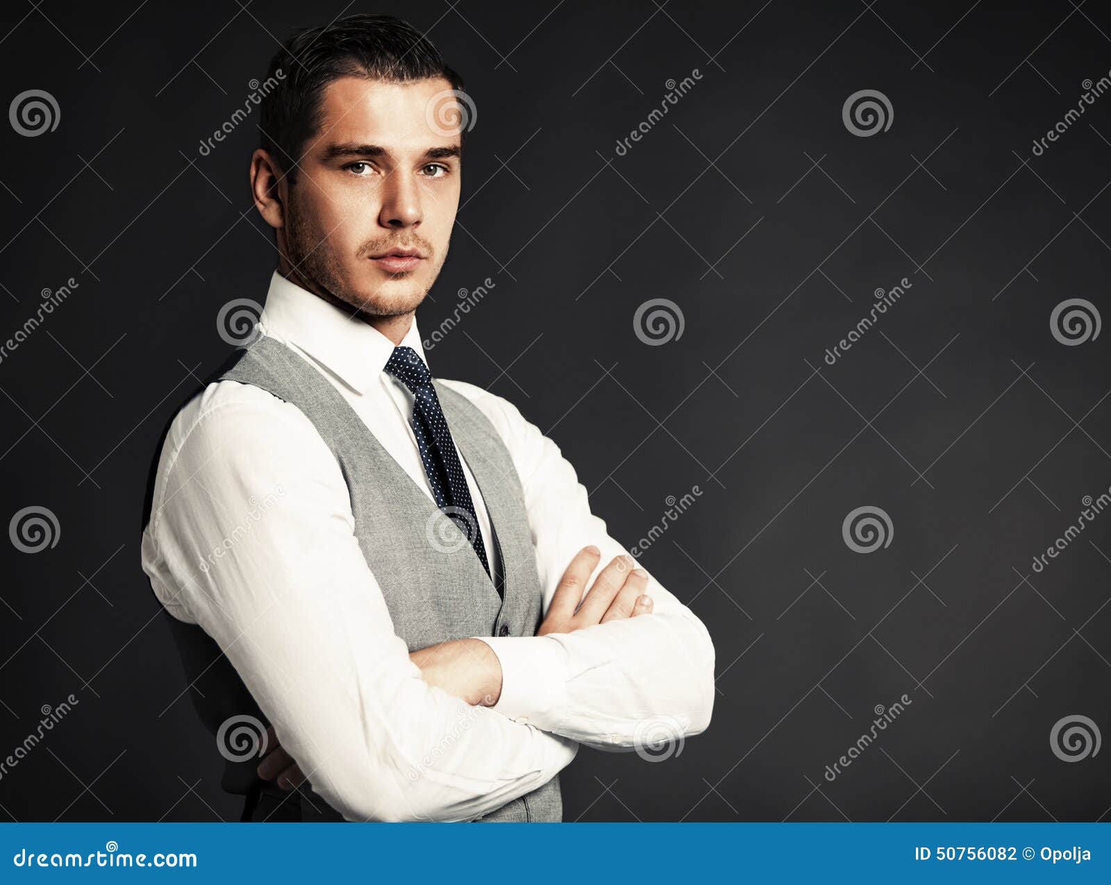 Handsome Young Business Man Standing on Black Stock Photo - Image of ...