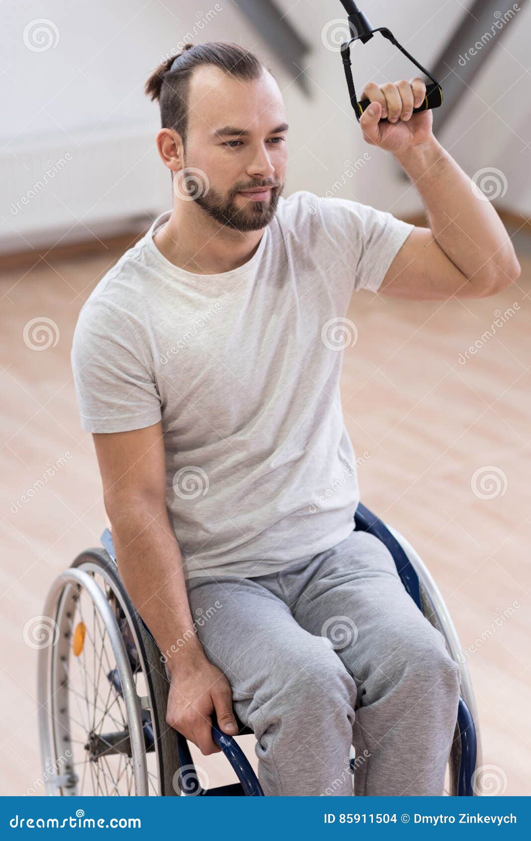 Handsome Young Disabled Stretching the Cable in the Gym Stock Photo ...