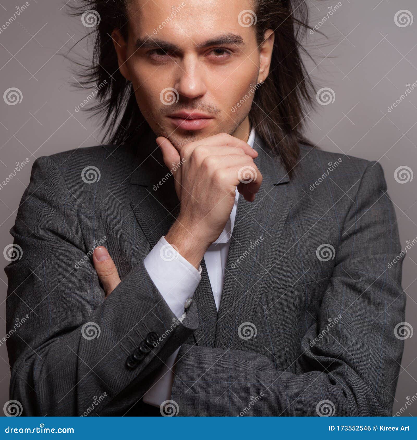 Handsome Young Elegant Man Studio Portrait Close-up. Stock Photo ...