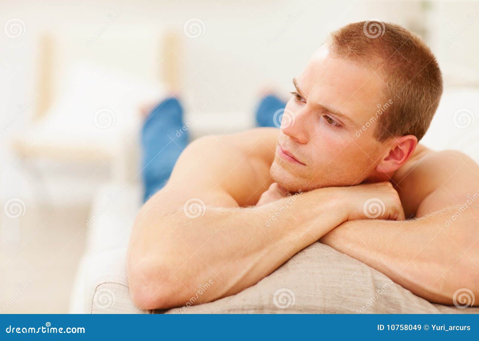 Handsome Young Guy Relaxing at Home, Pensive Mood Stock Image Image