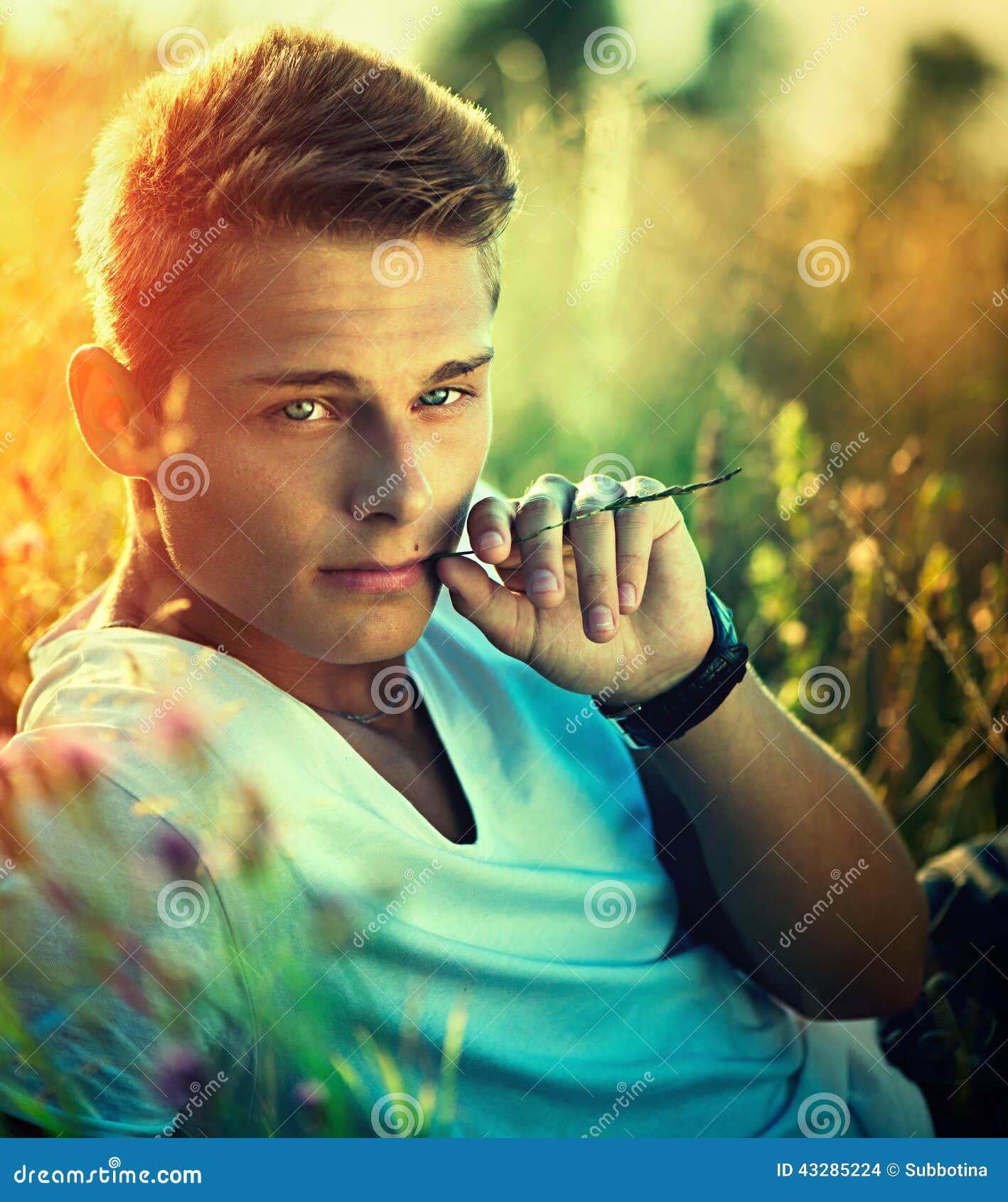 Handsome Young Man Enjoying Nature Stock Photo Image of attractive