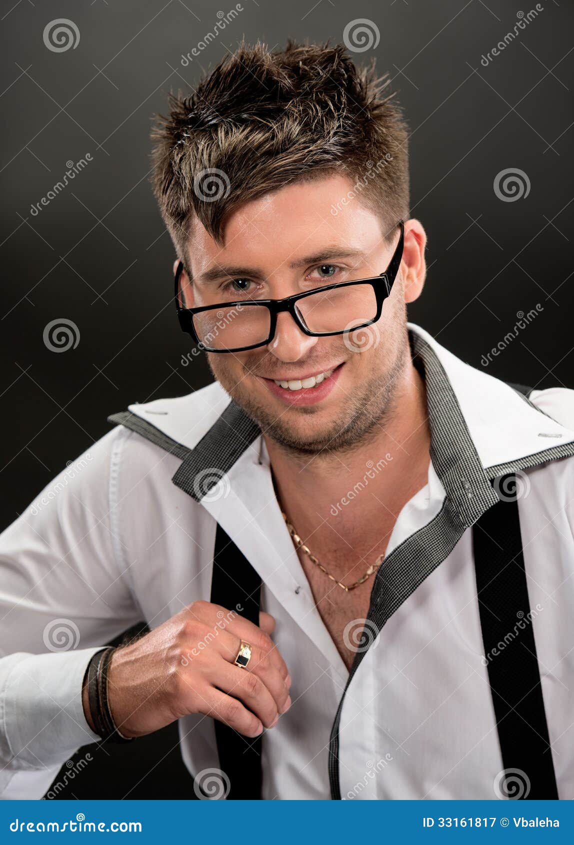 Handsome Young Man in Glasses Stock Image Image of face, cool 33161817