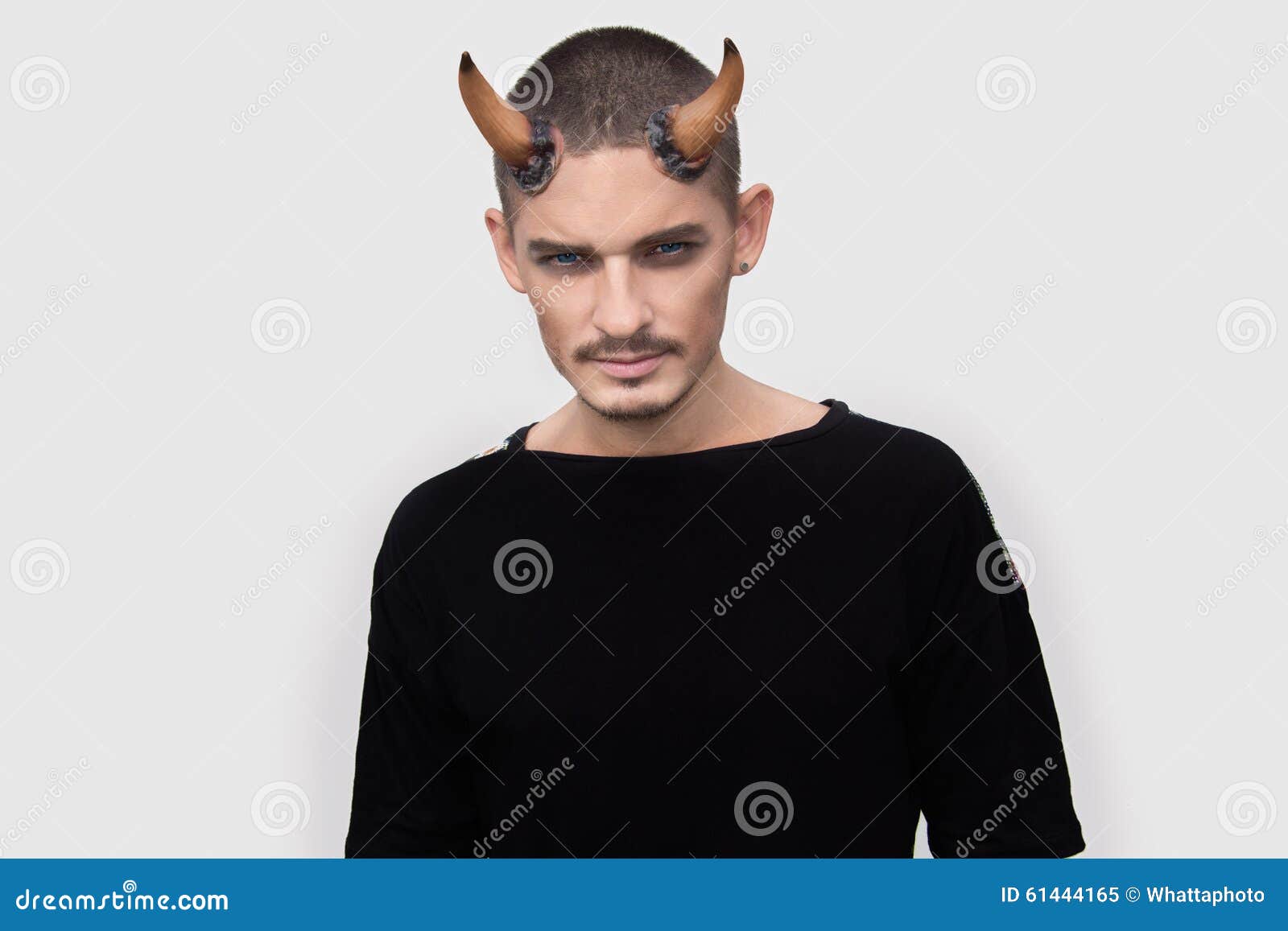 Handsome Young Man with Halloween Horns Stock Image Image of sorcery, handsome 61444165