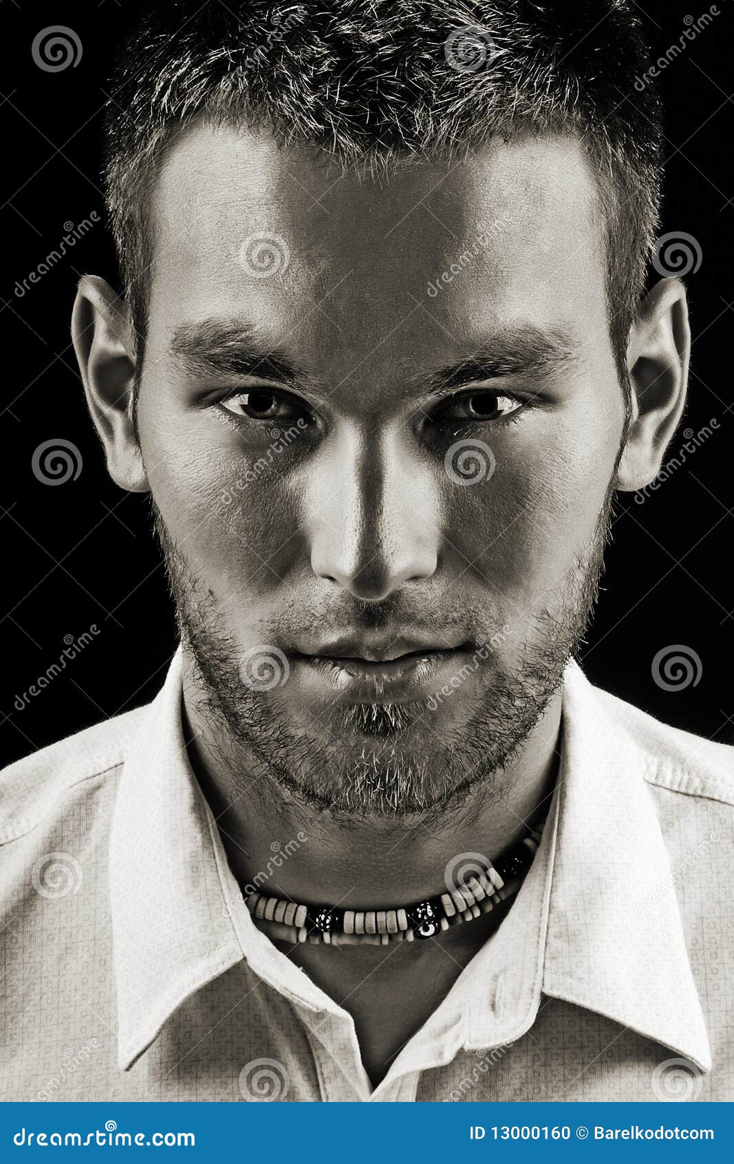 Handsome Young Man Monochrome Portrait Stock Photo - Image of hair ...