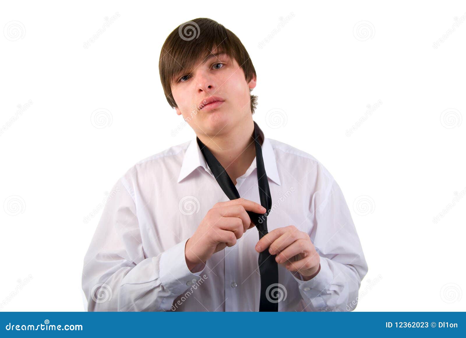Handsome Young Man and Necktie. Stock Image Image of male, grim 12362023