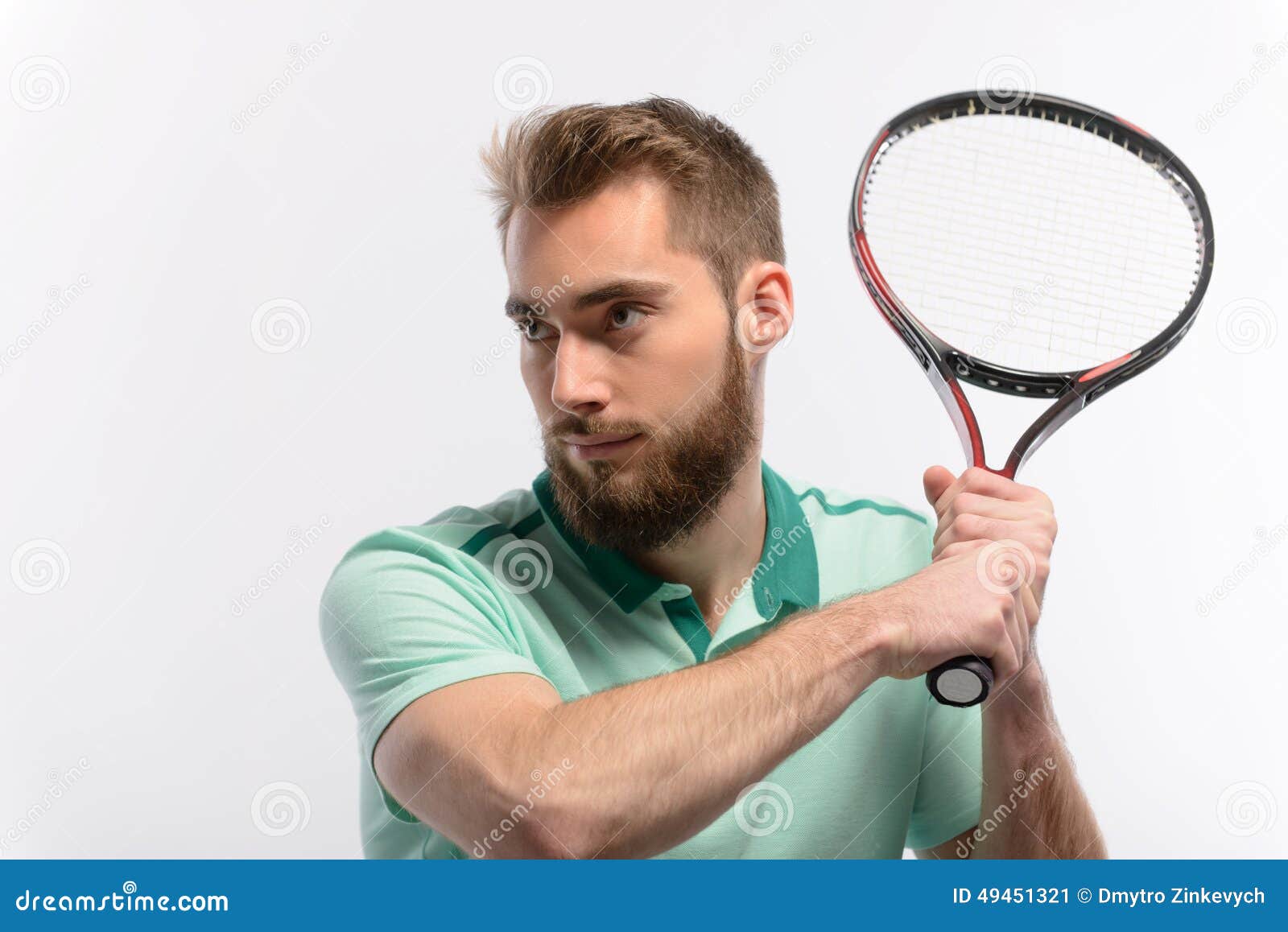 Handsome Young Man in Polo Shirt Holding Tennis Stock Image - Image of ...