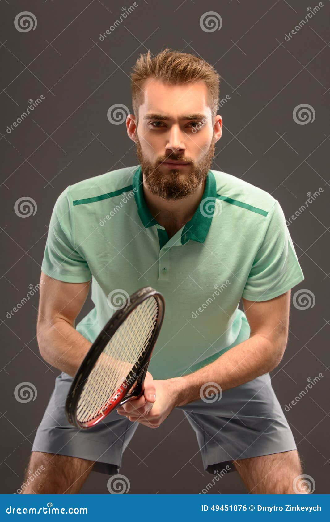 Handsome Young Man in Polo Shirt Holding Tennis Stock Photo - Image of ...