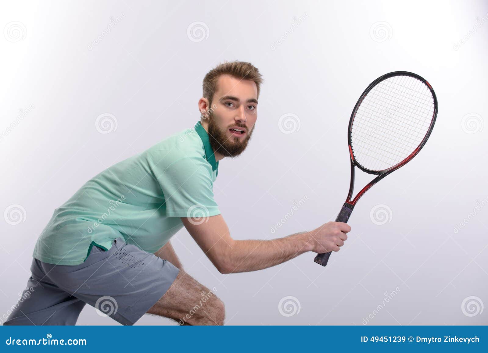 Handsome Young Man in Polo Shirt Holding Tennis Stock Image - Image of ...