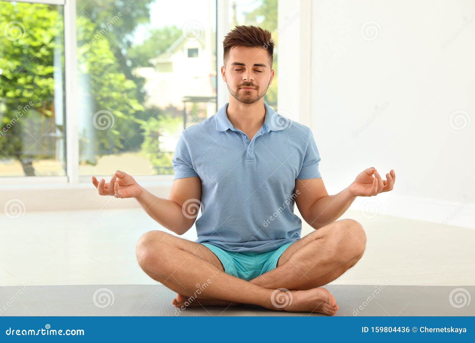 Handsome Young Man Practicing Zen Yoga Stock Photo Image Of Person Lifestyle
