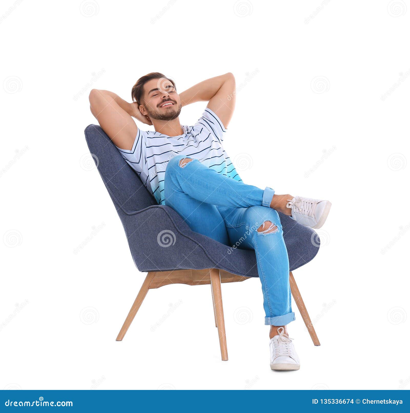 Handsome Young Man Sitting in Armchair Stock Photo Image of caucasian