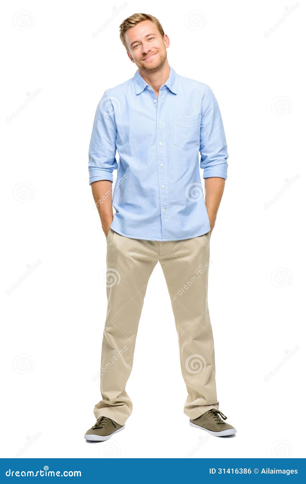 Handsome Young Man Smiling Full Length White Background Stock Photo - Image  of charming, caucasian: 31416386