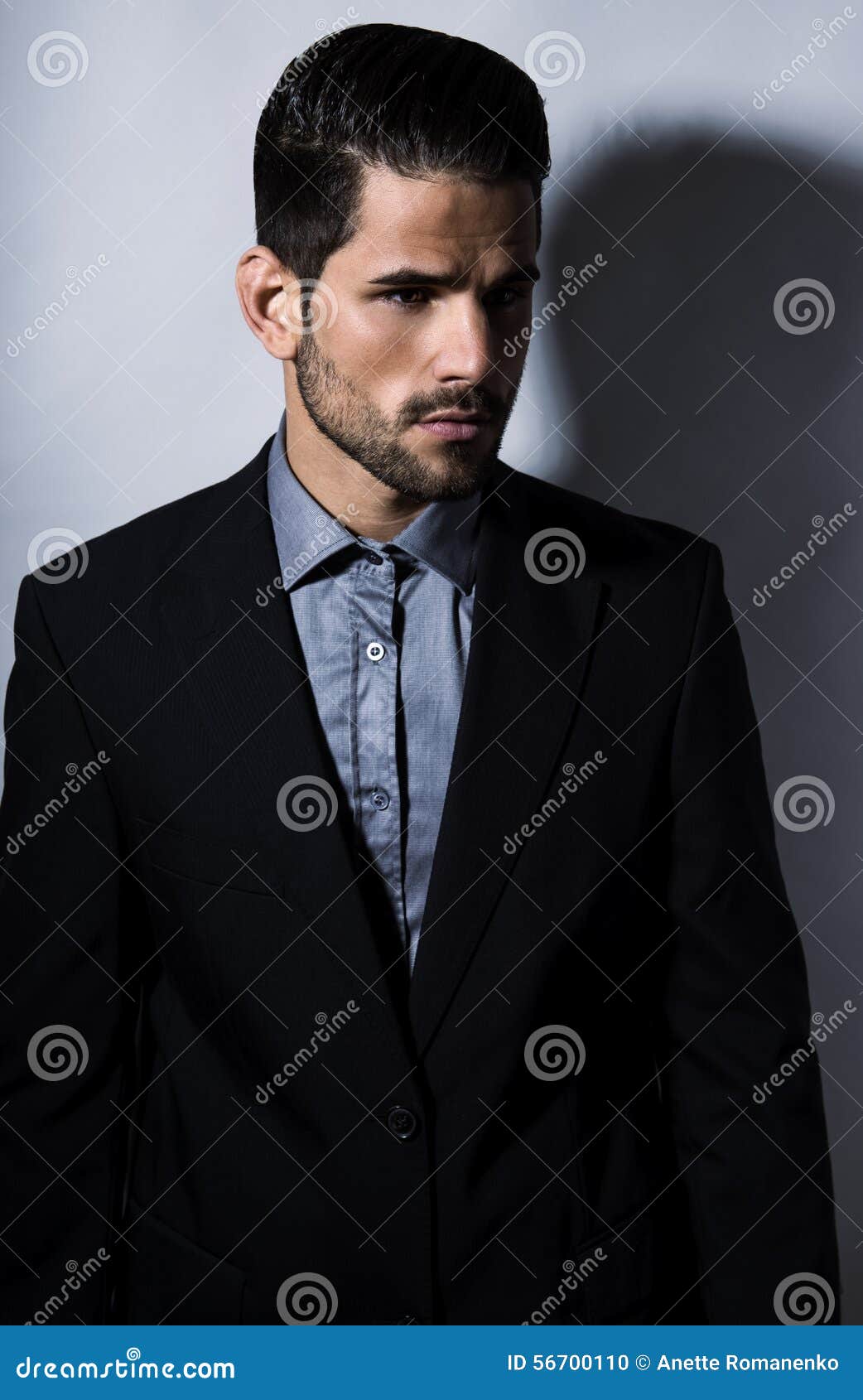 Handsome Young Man in Suit on Grey Background Stock Photo Image of