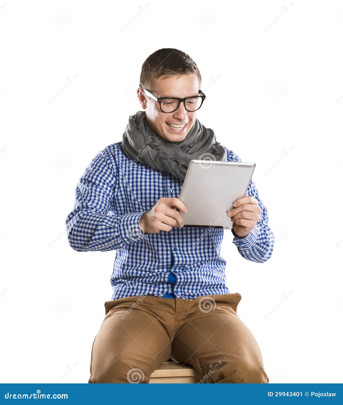 Young man with tablet stock image. Image of male, portrait - 29943401