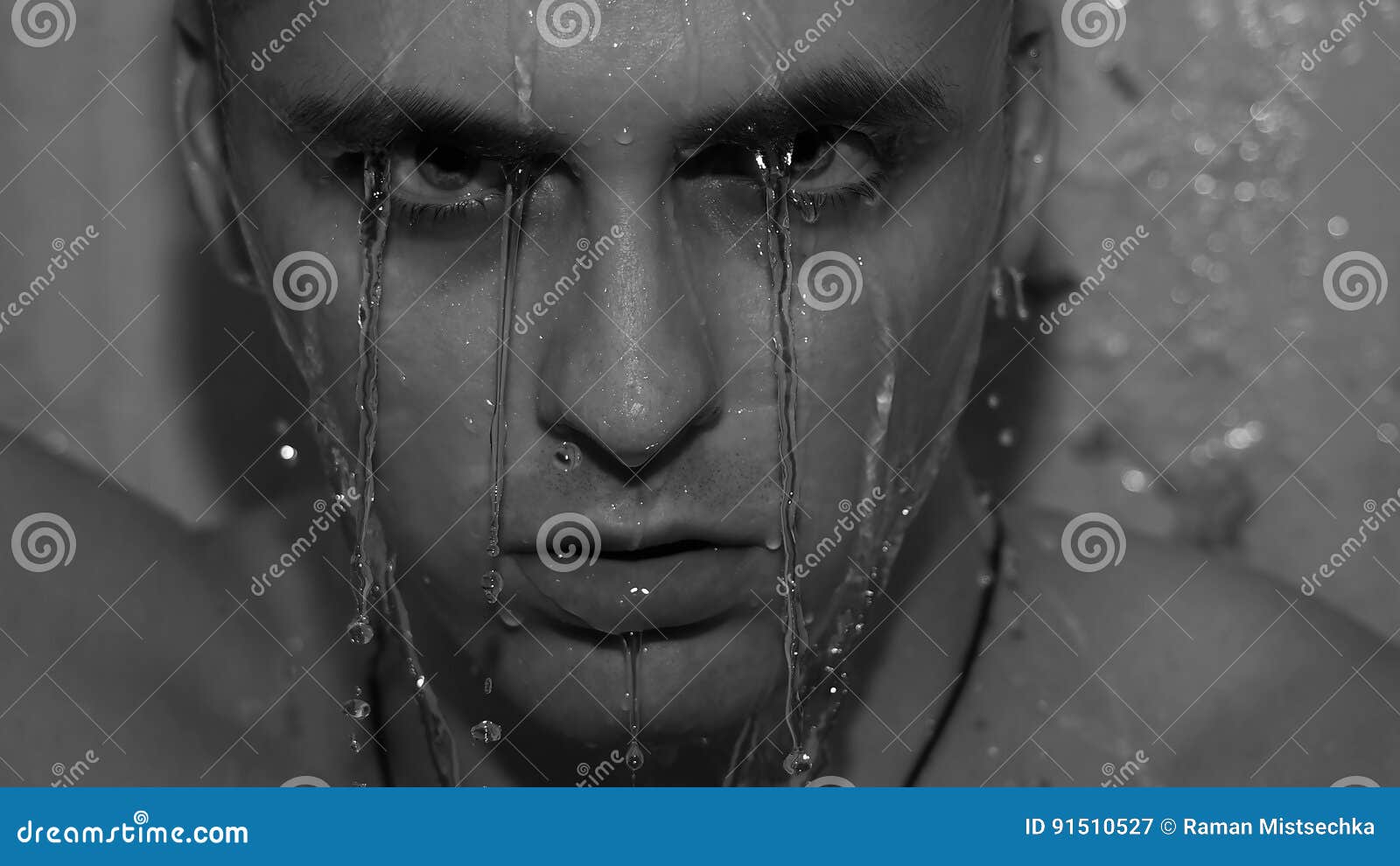 A Handsome Young Man Under The Shower Dripping Wet Stock Image Image Of Look Cute 91510527