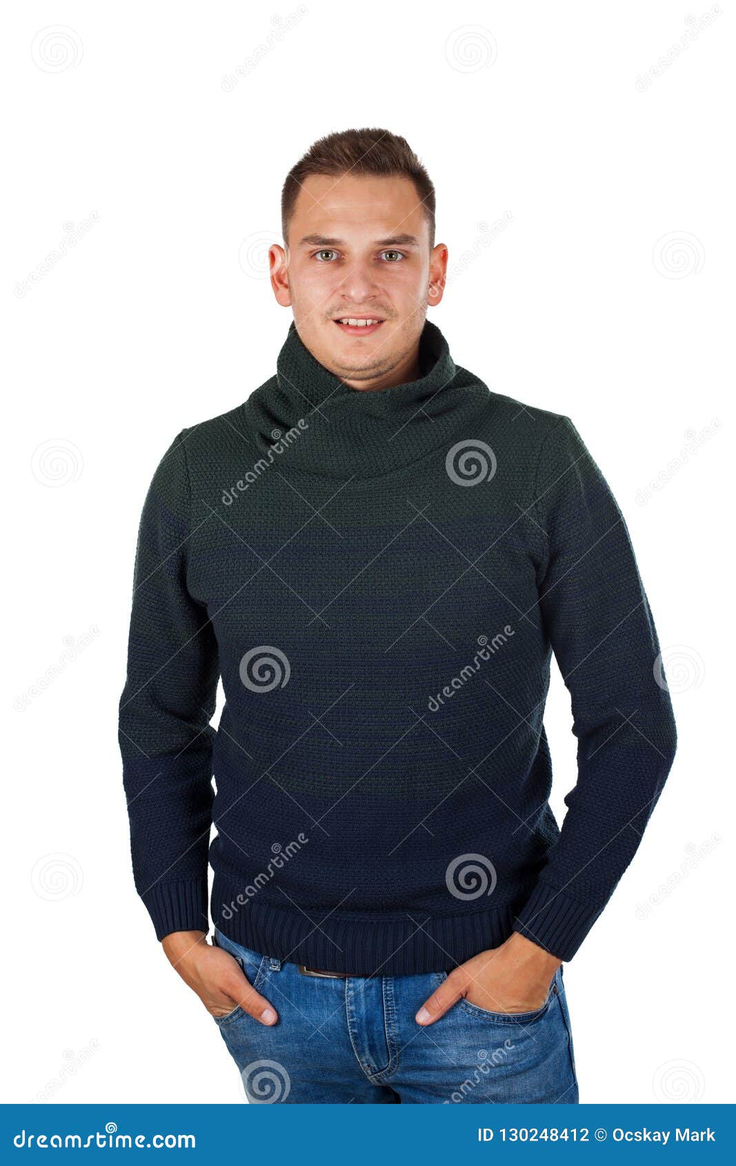 Man Wearing Knitted Sweater Stock Photo - Image of adult, knit: 130248412