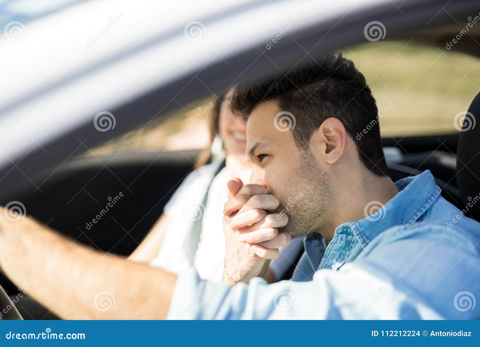 Loving Young Couple Traveling By A Car Stock Photo Image O