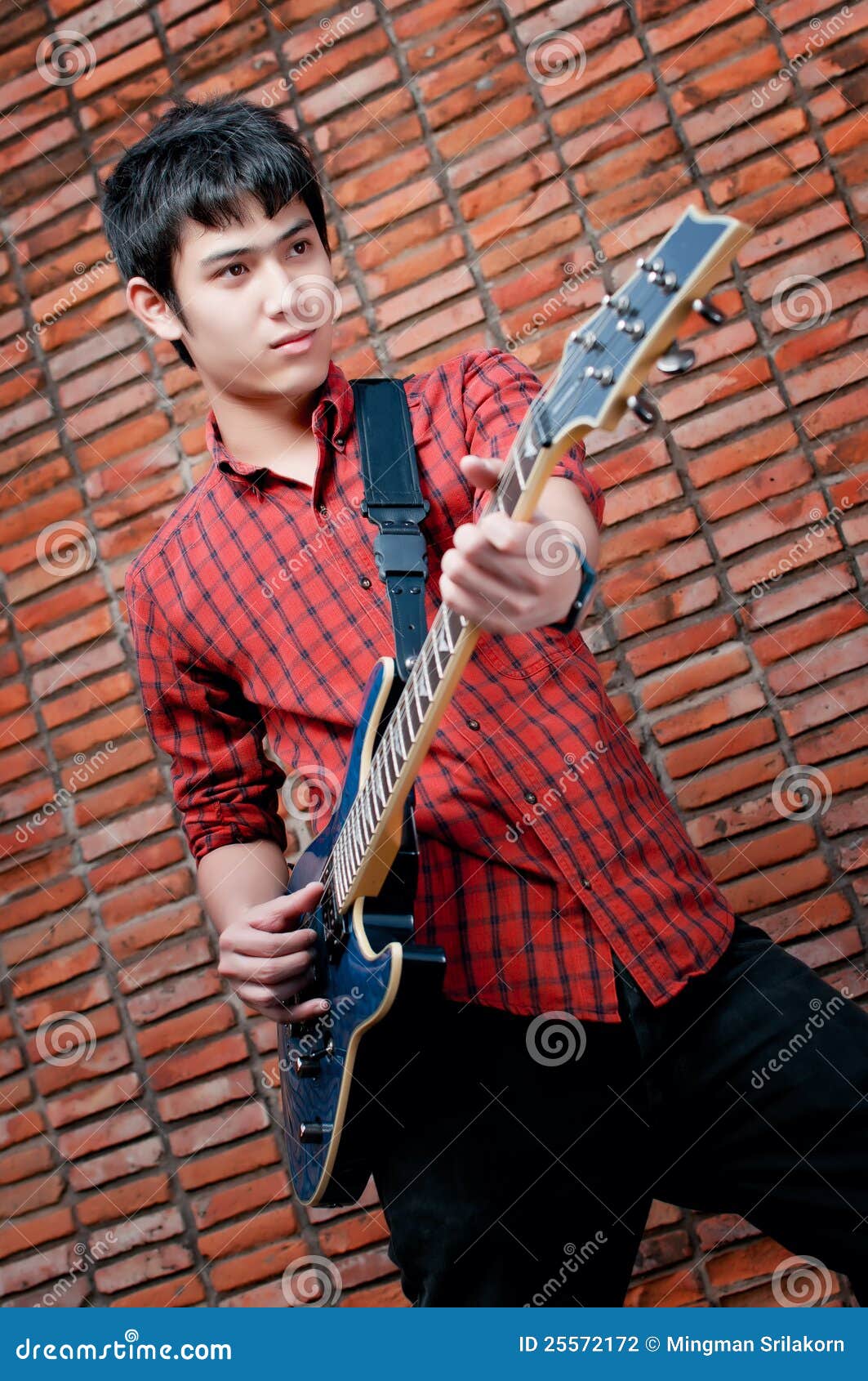 Handsome Young Musician Playing the Guitar Stock Photo Image of sound