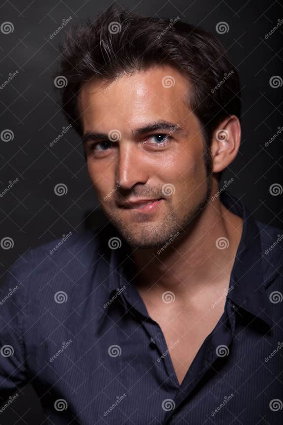 Handsome Young Twenties Dark Haired Man Stock Image - Image of stubbles ...