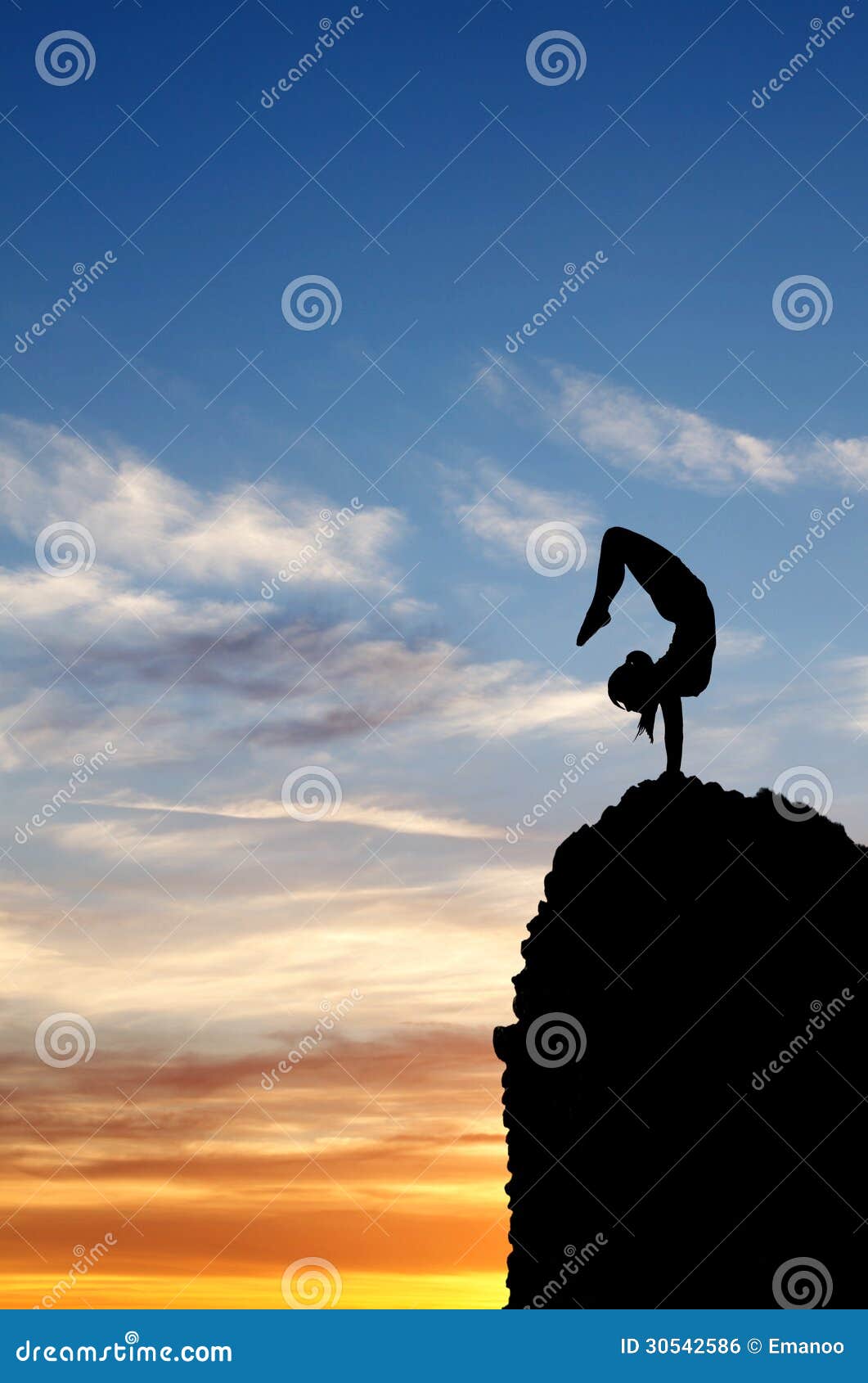 Handstand in sunset stock photo. Image of black, risk 30542586