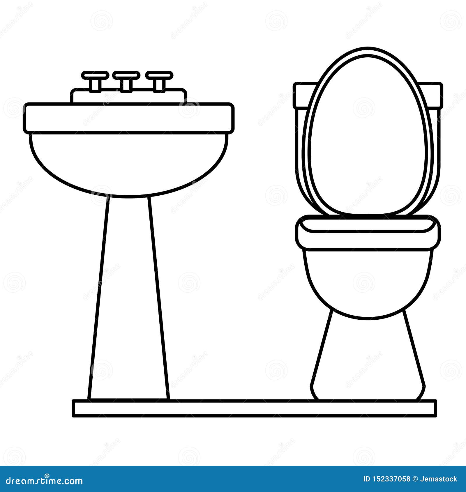Handwashing And Toilet Icon Cartoon In Black And White Stock Vector Illustration Of Clean Domestic 152337058