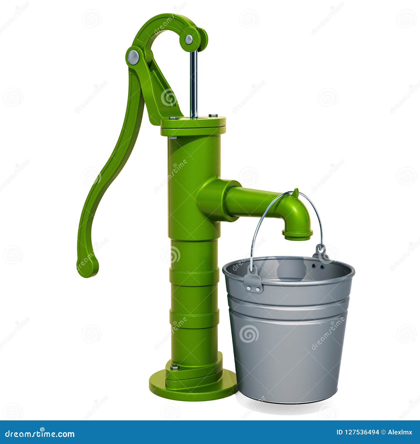 Handwasserpumpe Mit Galvanisiertem Eimer Wiedergabe 3d Stock Abbildung -  Illustration von hilfsmittel, weinlese: 127536494