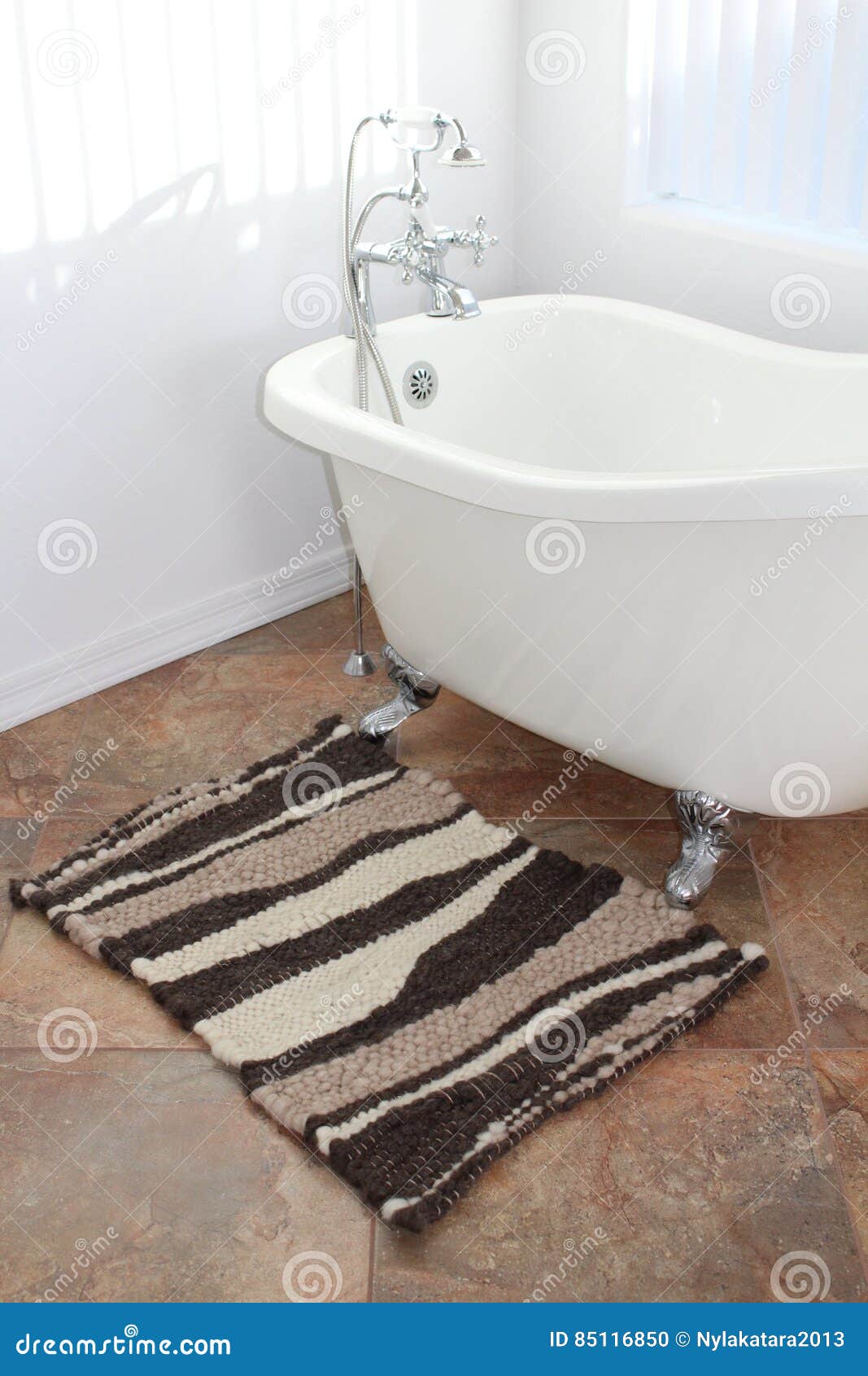 Handwoven Wool Rug On Weaving Loom Stock Photo