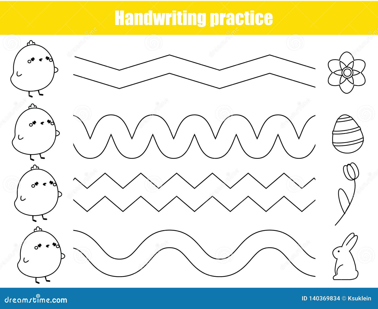 Handwriting Practice Sheet. Educational Children Game. Basic Writing Skills  Early Education Stock Vector - Illustration of book, elementary: 140369834