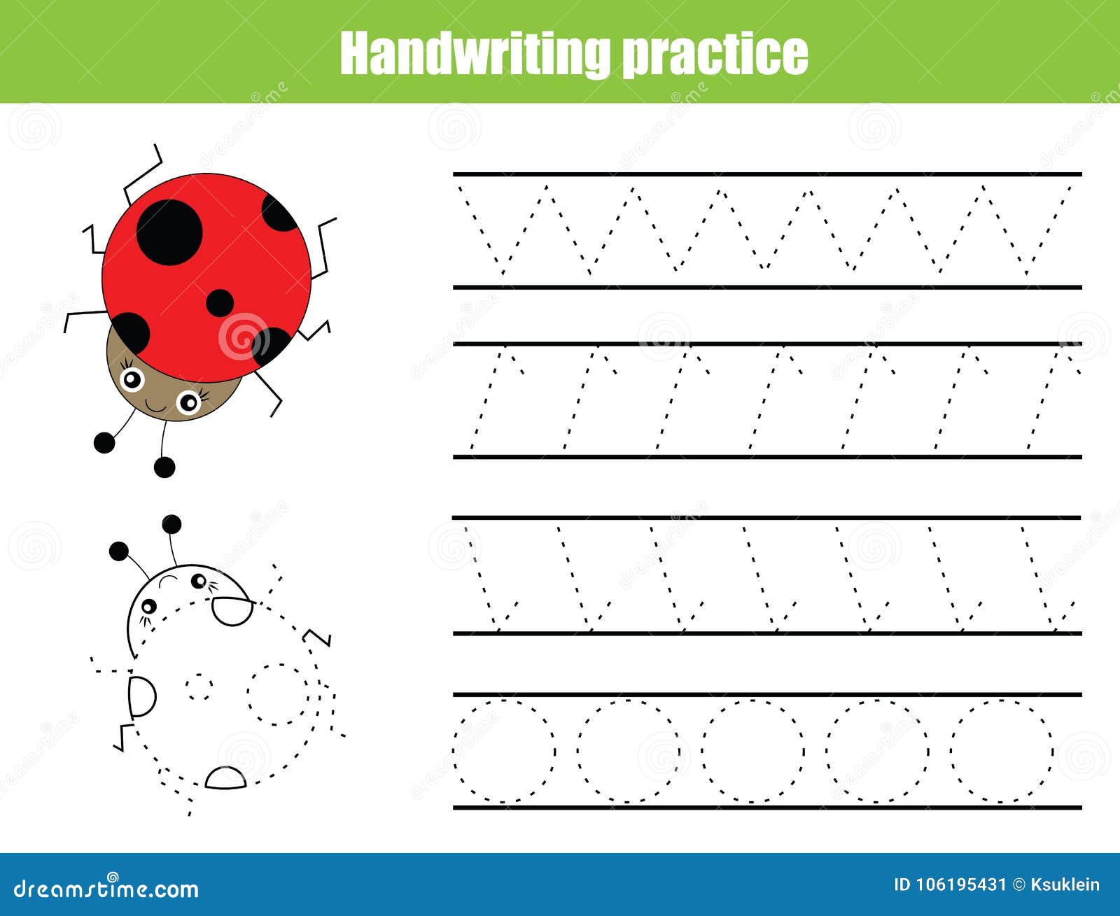 Handwriting Practice Sheet. Educational Children Game, Printable Worksheet  for Kids. Writing Training, Tracing Lines. Stock Vector - Illustration of  elementary, handwriting: 106195431