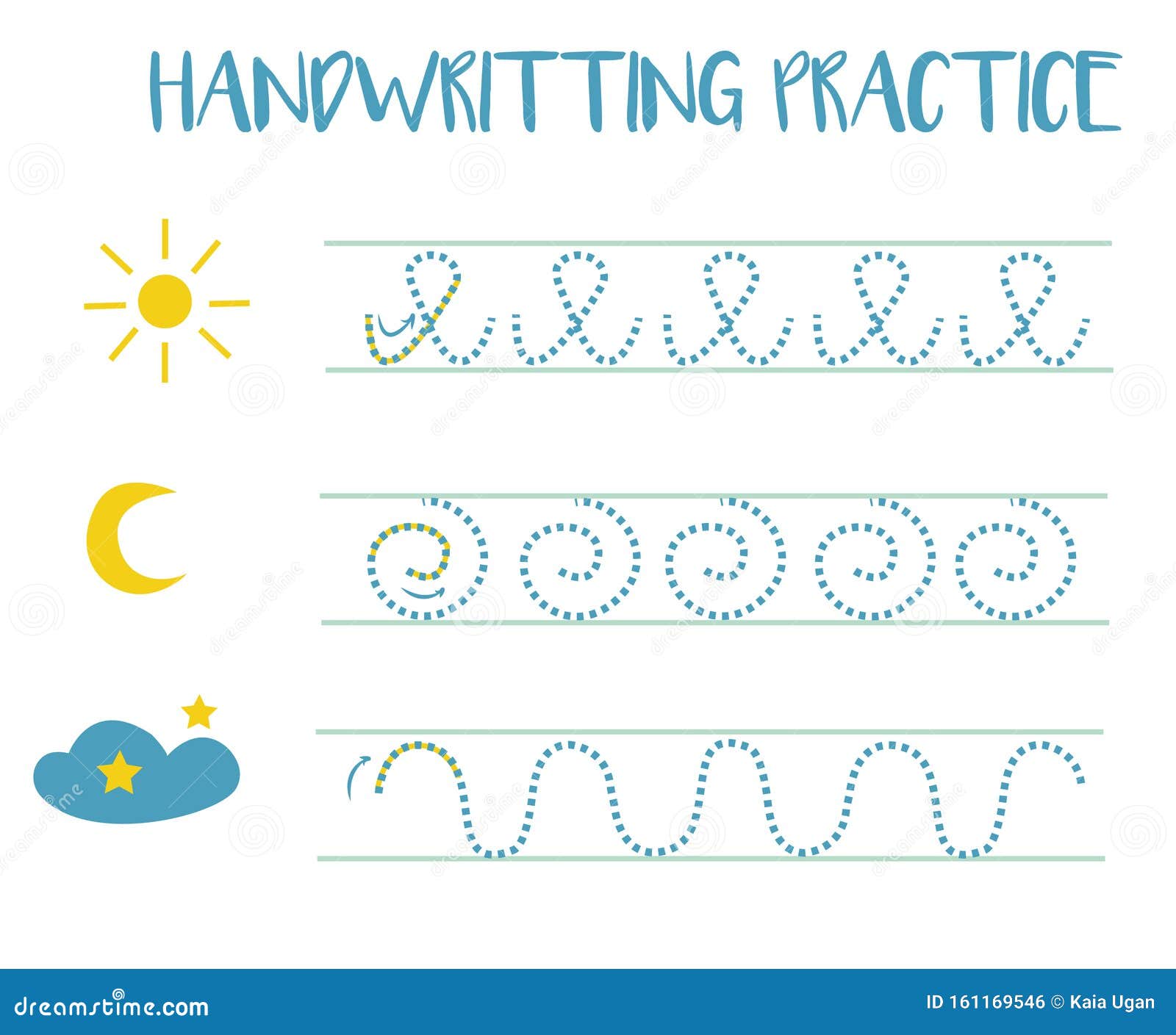 Handwriting Practice Sheet. Educational Children Game, Tracing