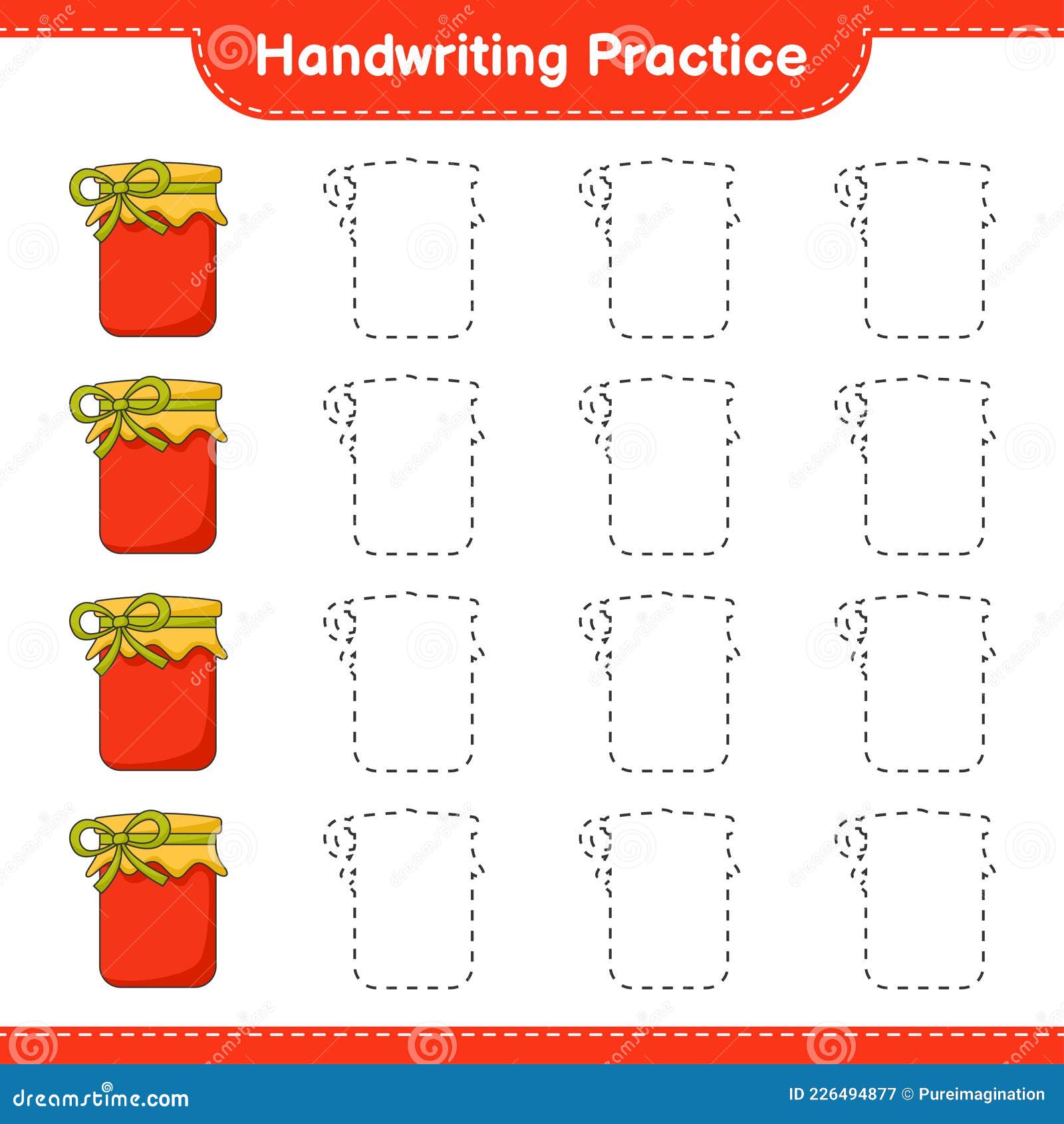 Handwriting Practice. Tracing Lines of Jam Stock Vector - Illustration